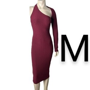 A3 Design One-Shoulder Maroon Dress
